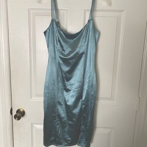 Fashionnova shiny blue fitted dress (size XL)